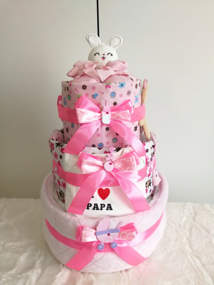 Plenkový třípatrový dort růžový 9