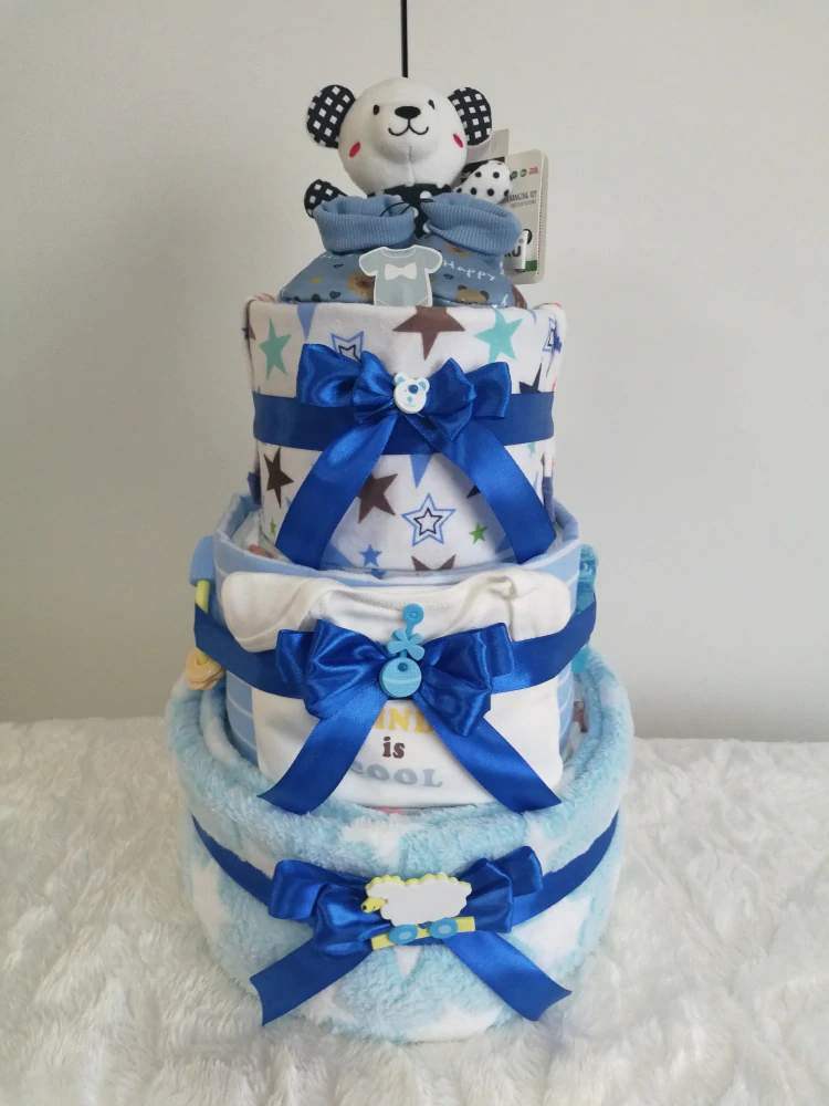 Plenkový třípatrový dort modrý 15