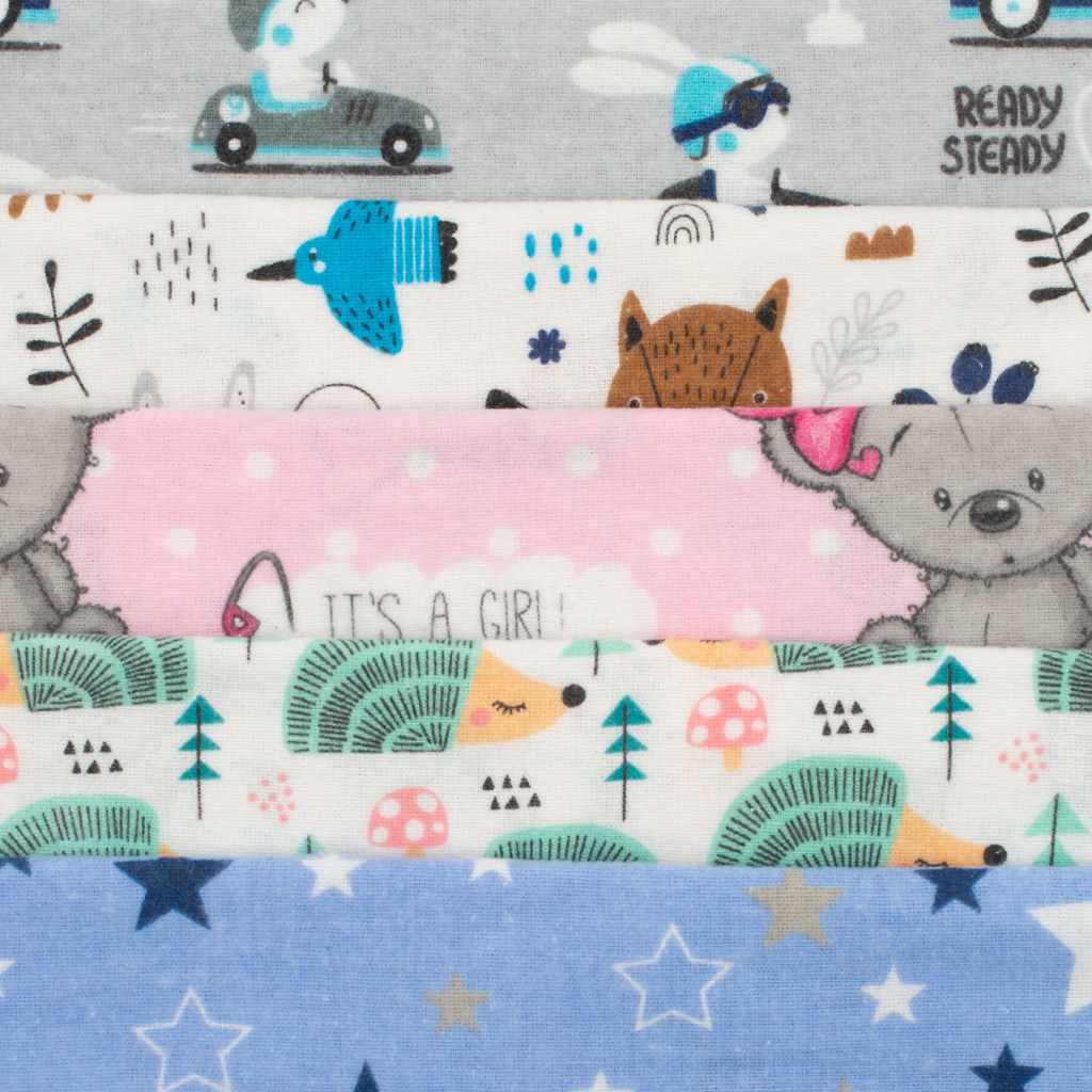 New Baby Flanelové pleny s potiskem Standard, 70 x 80 cm, sada 10 ks