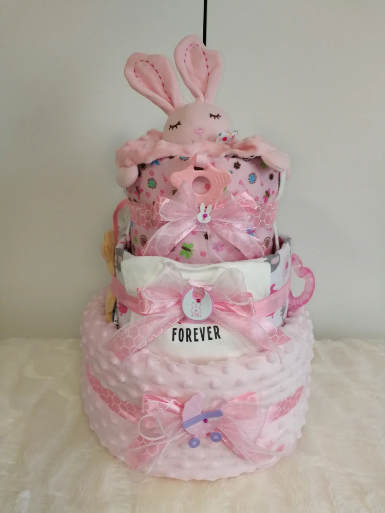 Plenkový třípatrový dort růžový 10